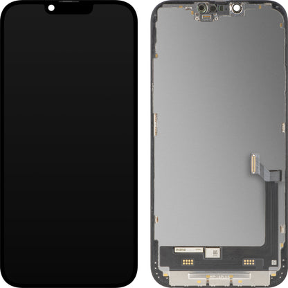 Zaslon s MP zaslonom osjetljivim na dodir kompatibilan s Apple iPhone 14 Plus, s okvirom, Premium Soft OLED FHD 120Hz Dijagnostička verzija, Crna