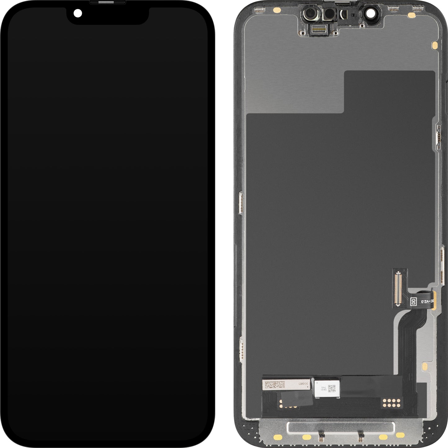 Zaslon s MP zaslonom osjetljivim na dodir kompatibilan s Apple iPhone 13, s okvirom, Soft OLED FHD dijagnostička verzija, crna, obnovljena