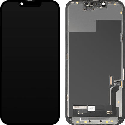Zaslon s MP zaslonom osjetljivim na dodir kompatibilan s Apple iPhone 13, s okvirom, Soft OLED FHD dijagnostička verzija, crna, obnovljena