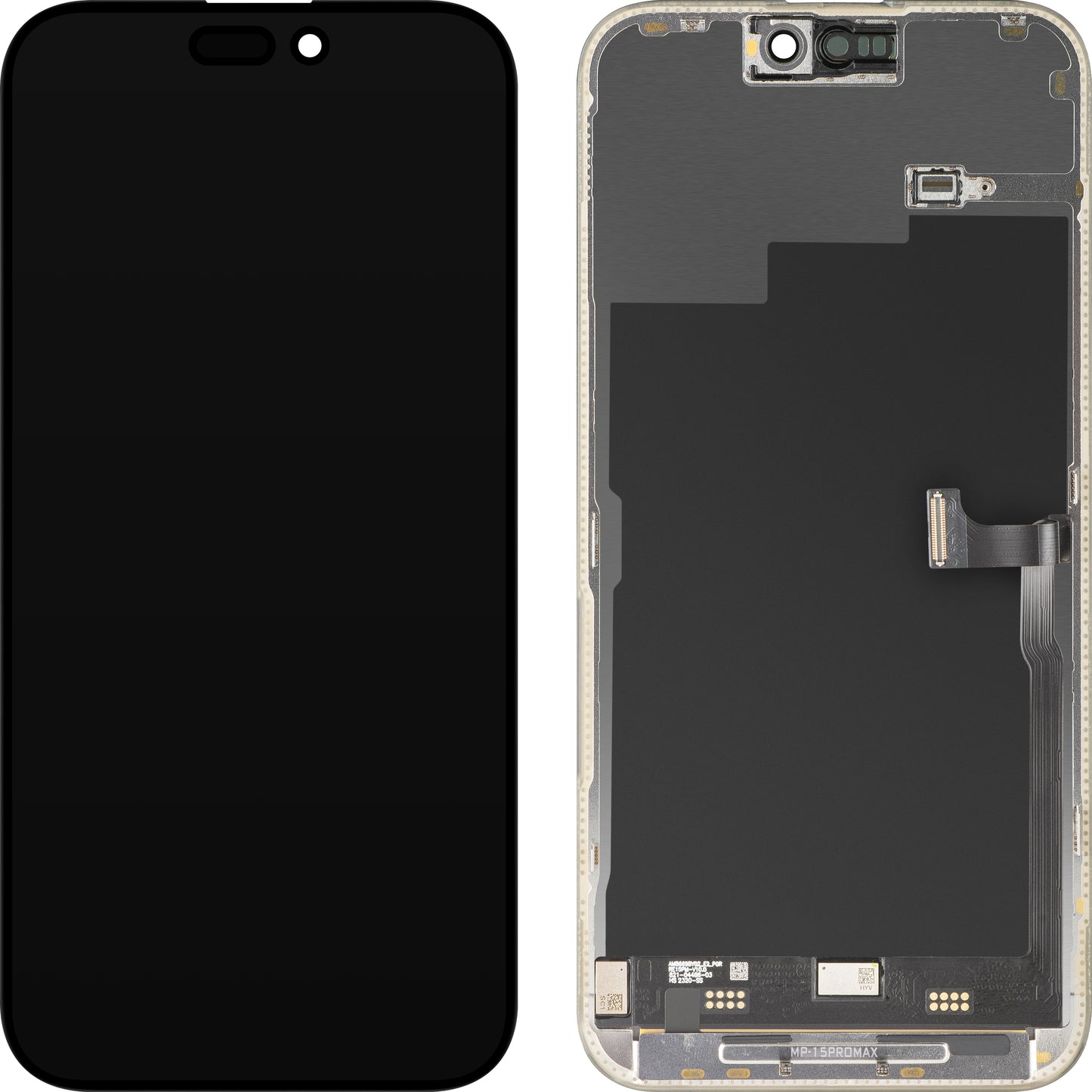 Zaslon s MP zaslonom osjetljivim na dodir kompatibilan s Apple iPhone 15 Pro Max, s okvirom, Premium Soft OLED FHD 120Hz dijagnostička verzija, crna, obnovljeno