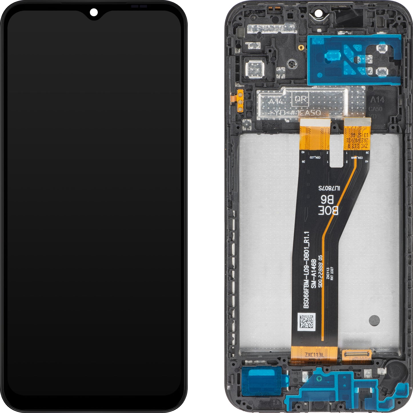 Zaslon s dodirnim ekranom MP kompatibilan s Samsung Galaxy A14 A145, s okvirom, verzija za izvan Europe, crni
