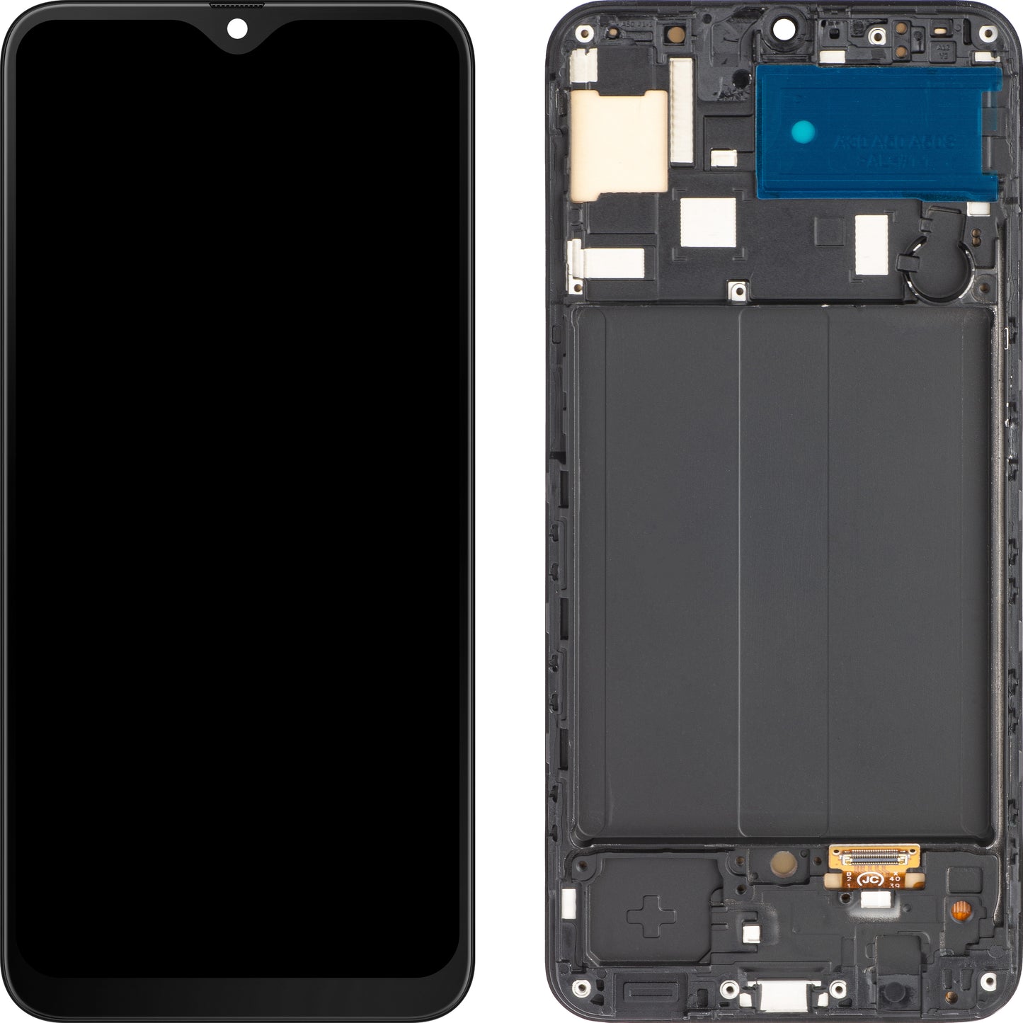 Zaslon s dodirnim ekranom MP kompatibilan s Samsung Galaxy A50 A505, s okvirom, OLED verzija, crni