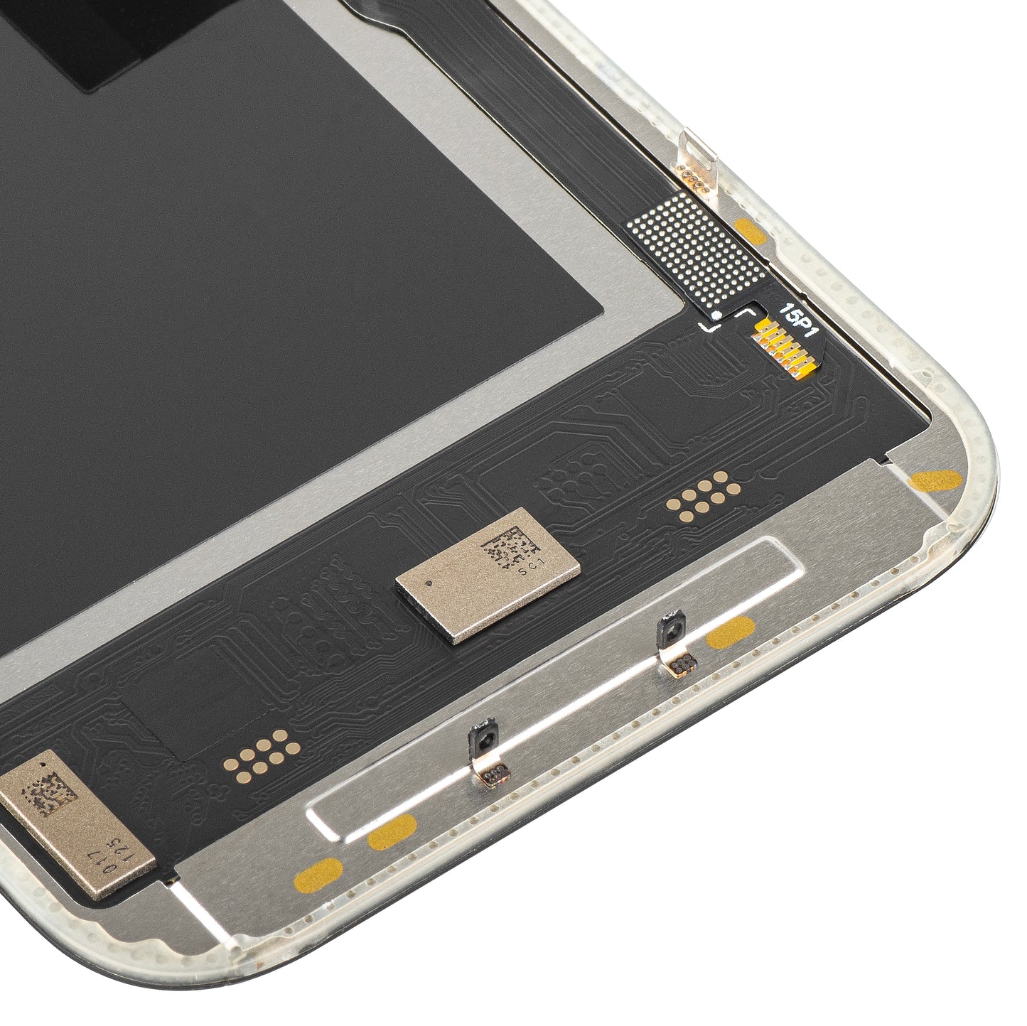 Zaslon s dodirnim zaslonom MP kompatibilan s Apple iPhone 15 Pro, s okvirom, verzija Soft OLED IC Movable 120Hz FHD, crna