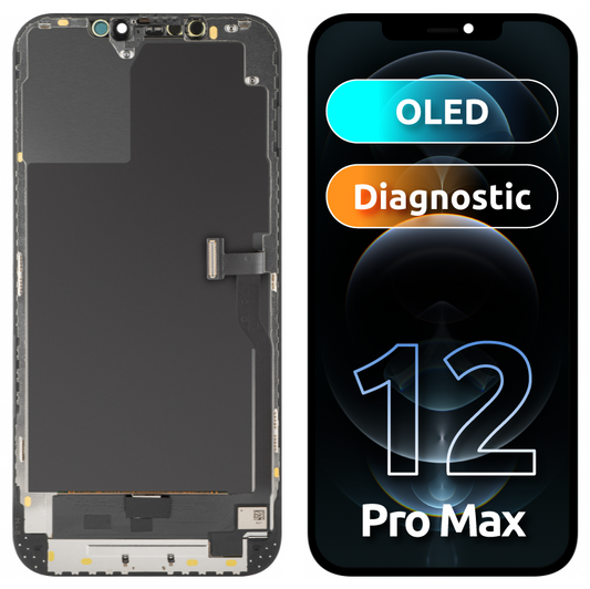 Zaslon s dodirnim zaslonom MP kompatibilan s Apple iPhone 12 Pro Max, s okvirom, OLED dijagnostička verzija, crni