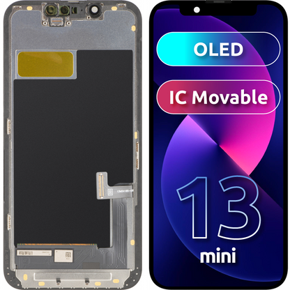 Zaslon s dodirnim zaslonom MP kompatibilan s Apple iPhone 13 mini, s okvirom, OLED FHD IC Movable verzija, crni