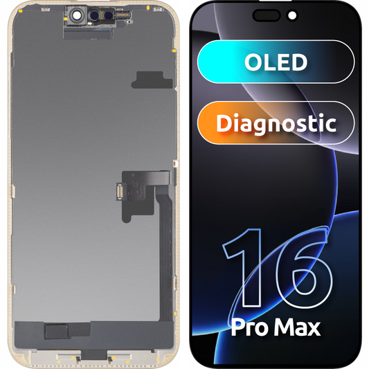 Zaslon s dodirnim zaslonom MP kompatibilan s Apple iPhone 16 Pro Max, s okvirom, OLED FHD dijagnostička verzija, crni