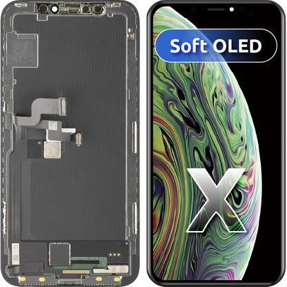 Zaslon s dodirnim zaslonom MP kompatibilan s Apple iPhone X, s okvirom, verzija Soft OLED FHD, crna