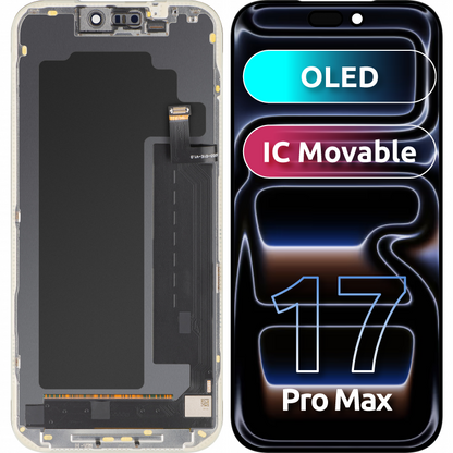 Zaslon s MP zaslonom osjetljivim na dodir kompatibilan s Apple iPhone 17 Pro Max, s okvirom, OLED FHD IC Movable verzija, crna