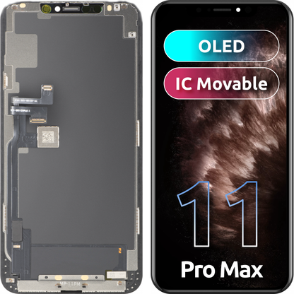 Zaslon s MP zaslonom osjetljivim na dodir kompatibilan s Apple iPhone 11 Pro Max, s okvirom, verzija OLED FHD IC Movable, crna