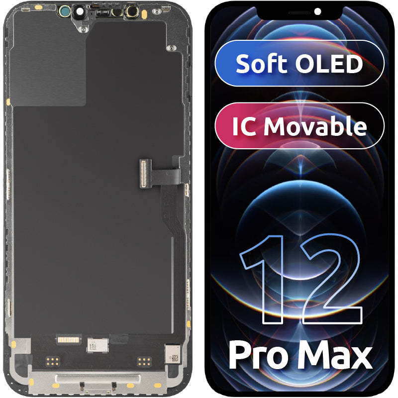 Zaslon s dodirnim zaslonom MP kompatibilan s Apple iPhone 12 Pro Max, s okvirom, verzija Soft OLED IC Movable FHD, crna