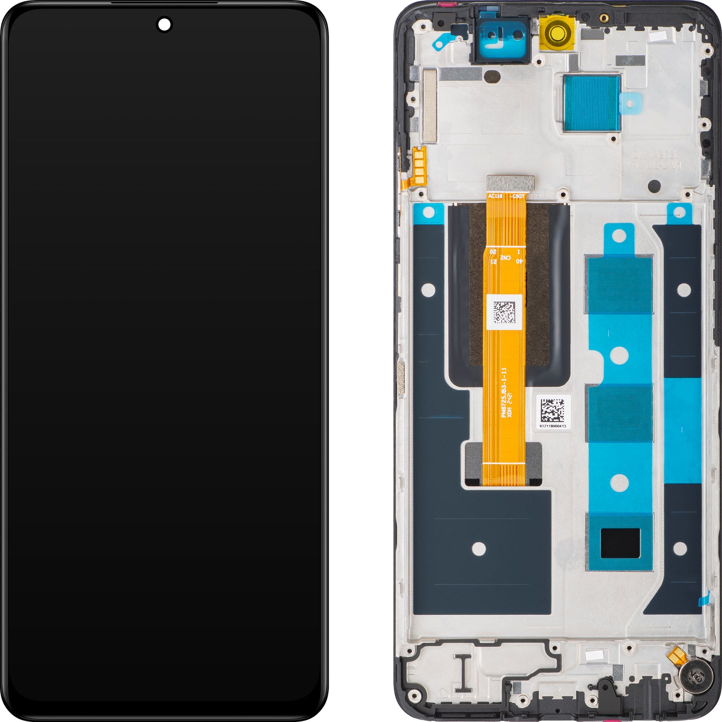 Zaslon s dodirnim ekranom Realme 12, s okvirom, crni, paket za servis