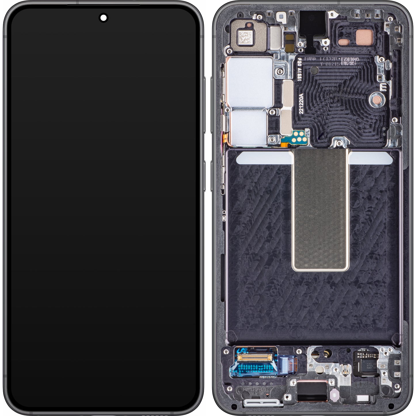 Zaslon s dodirnim ekranom Samsung Galaxy S23 S911, s okvirom, crni (Phantom Black), servisni paket GH82-30480A