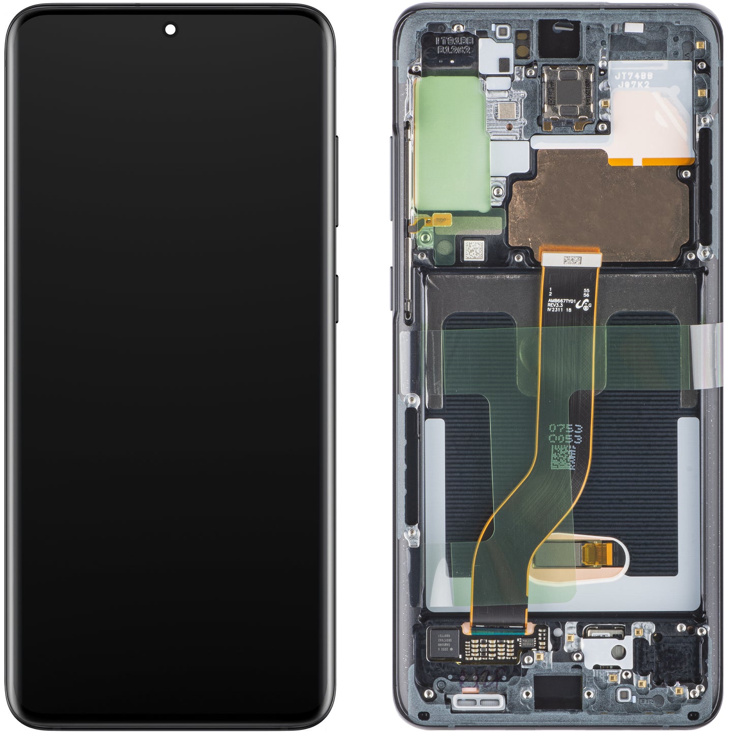 Zaslon s dodirnim ekranom Samsung Galaxy S20+ 5G G986 / S20+ G985, s okvirom, crni, paket za servis GH82-31441A