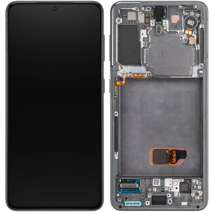 Zaslon s dodirnim ekranom Samsung Galaxy S21 5G G991, s okvirom, sivi, paket za servis GH82-24544A