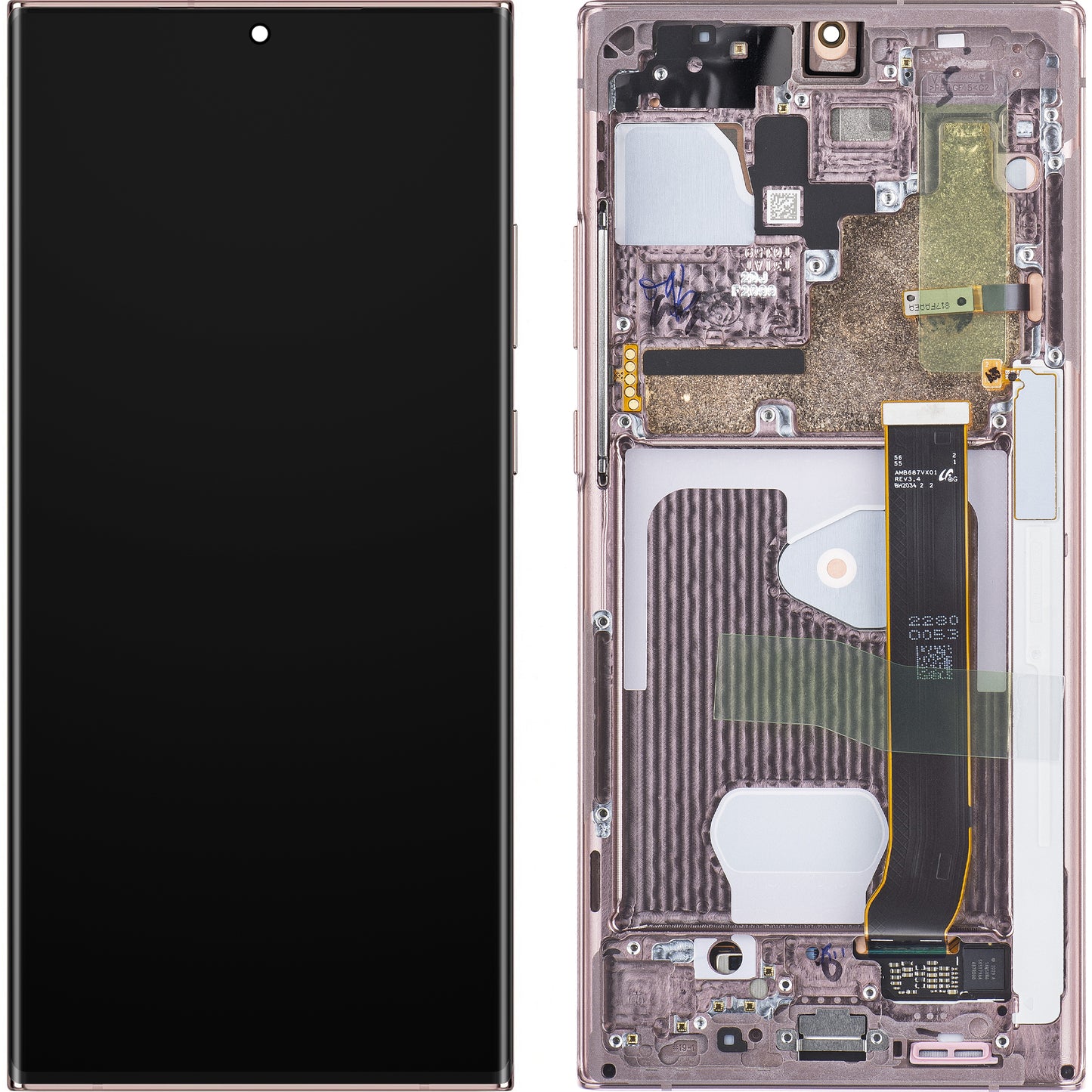Zaslon s dodirnim ekranom Samsung Galaxy Note 20 Ultra 5G N986 / Note 20 Ultra N985, s okvirom, Brončani (Mystic Bronze), Servisni paket GH82-31453D