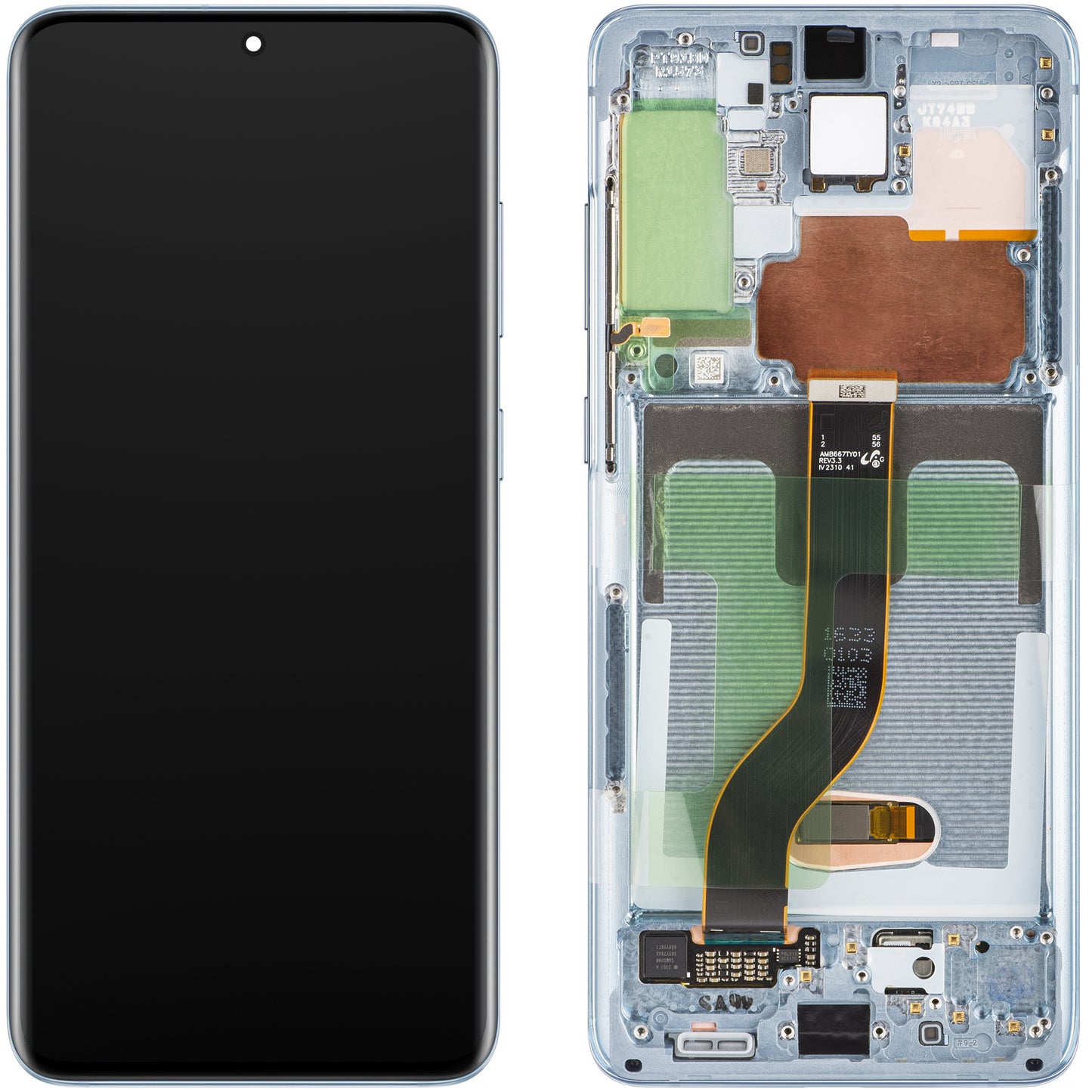 Zaslon s dodirnim ekranom Samsung Galaxy S20+ 5G G986 / S20+ G985, s okvirom, Plava (Cloud Blue), Servisni paket GH82-31441D