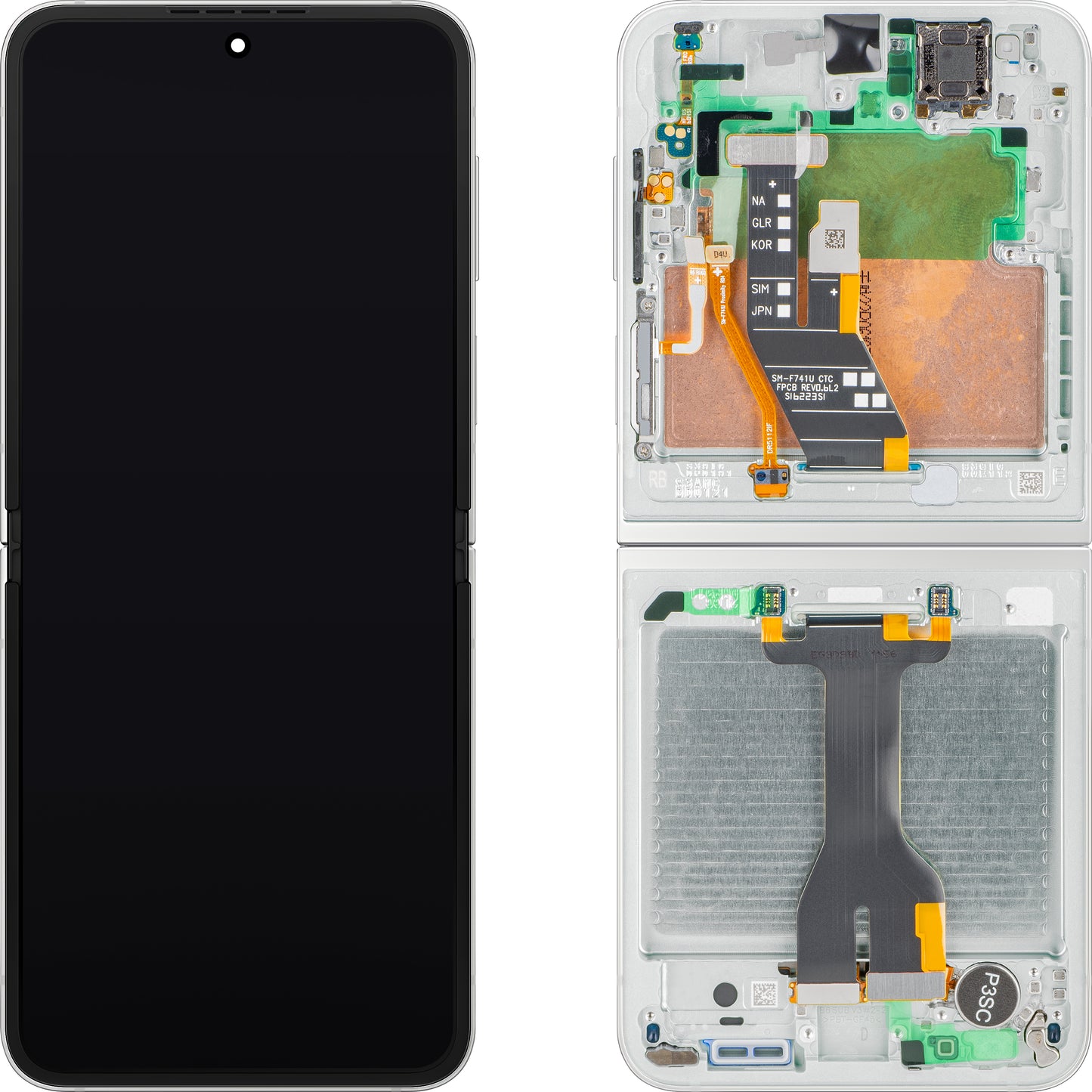 Display s Touchscreenom Samsung Galaxy Z Flip7 FE F761, s Okvirom, Pod Inner, Bijeli, Service Pack GH82-37734B