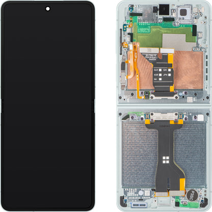 Zaslon s dodirnim zaslonom Samsung Galaxy Z Flip7 F766, s okvirom, Sub Inner, zelena (Mint), Service Pack GH82-37581E