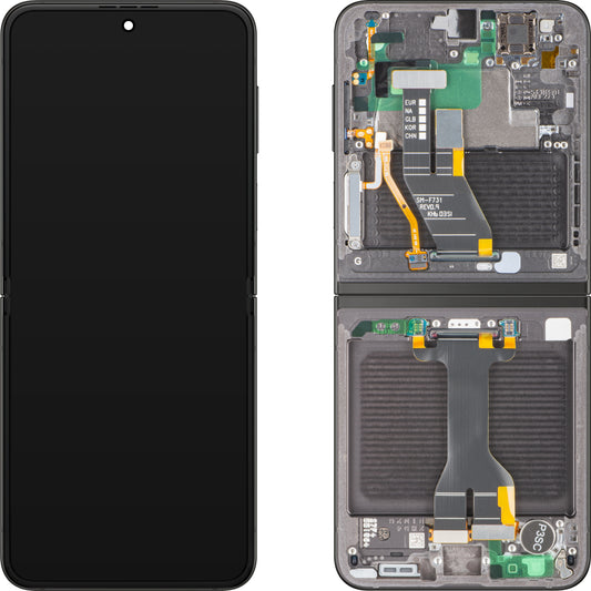 Display s Touchscreenom Samsung Galaxy Z Flip5 F731, s Okvirom, Podloga, Siva, Service Pack GH82-31827E