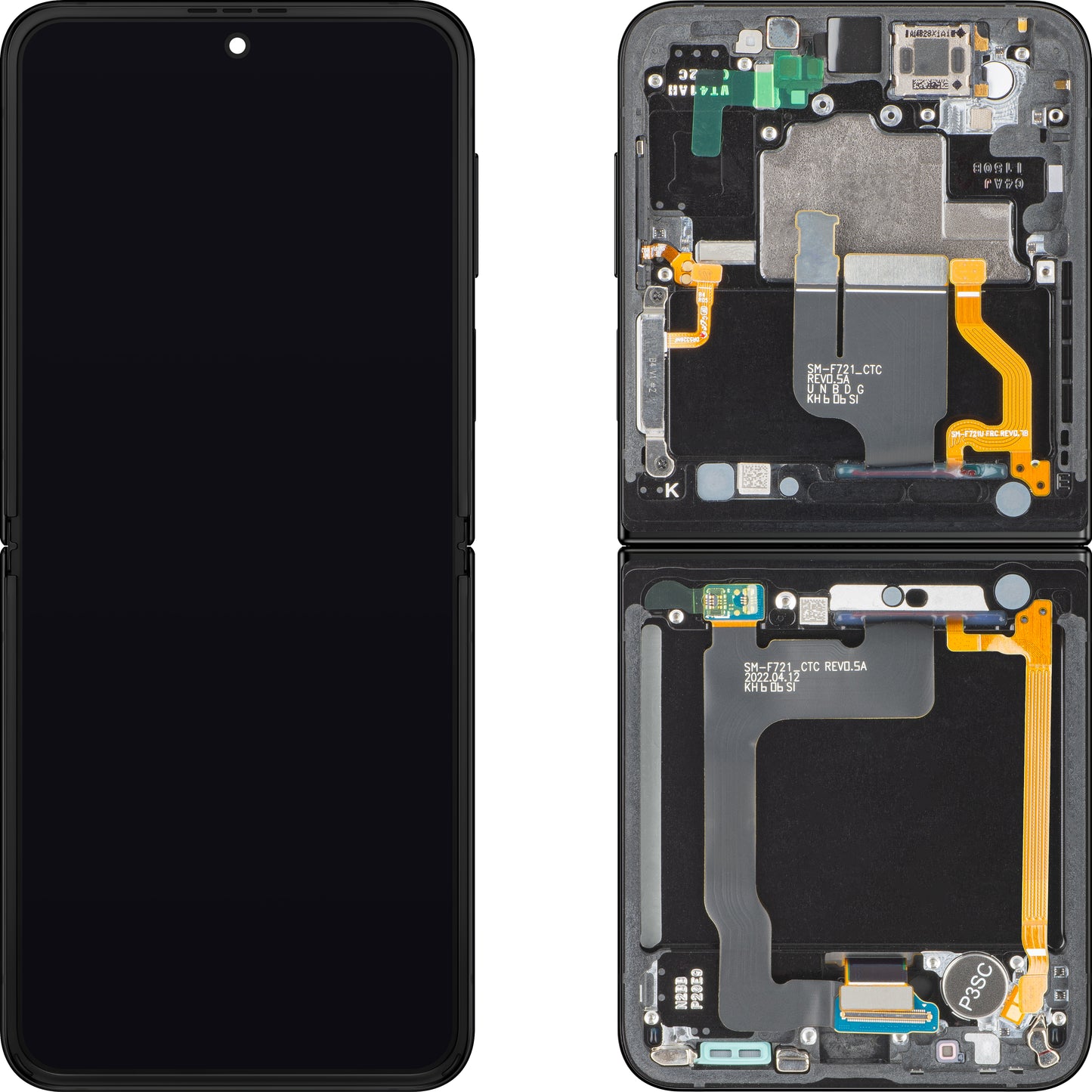 Zaslon s dodirnim zaslonom Samsung Galaxy Z Flip4 F721, s okvirom, Sub Inner, crni, Service Pack GH82-29440E