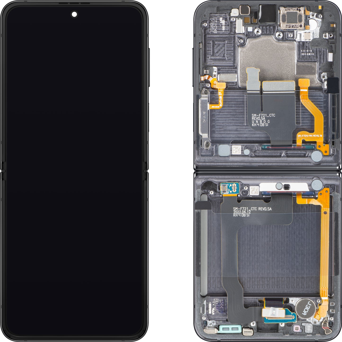 Zaslon s dodirnim zaslonom Samsung Galaxy Z Flip4 F721, s okvirom, Sub Inner, siva (grafit), servisni paket GH82-30238A