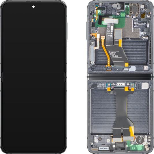 Display s Touchscreenom Samsung Galaxy Z Flip5 F731, s Okvirom, Podloga, Siva (Grafit), Service Pack GH82-31827A