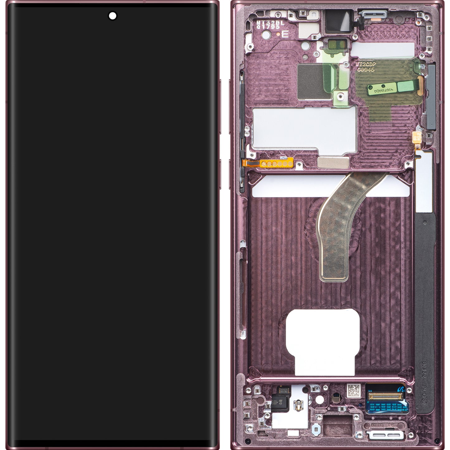 Zaslon s dodirnim zaslonom Samsung Galaxy S22 Ultra 5G S908, s okvirom, bordo, Swap GH82-27488B