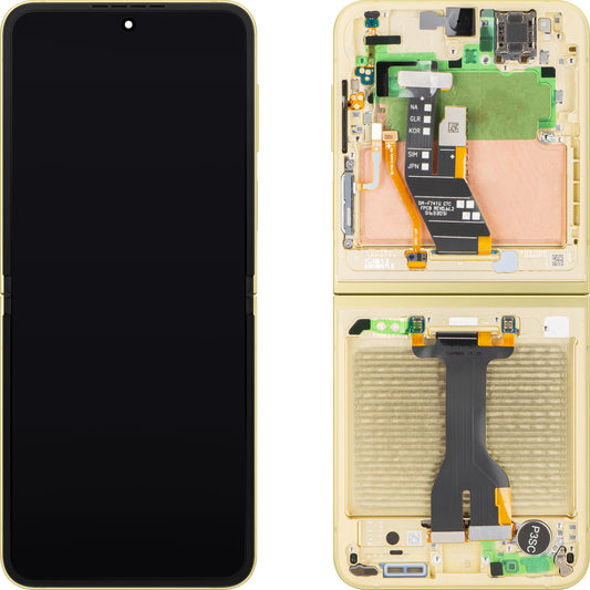 Zaslon s dodirnim zaslonom Samsung Galaxy Z Flip6 F741, s okvirom, unutarnji dio, žuta boja, servisni paket GH82-35014B