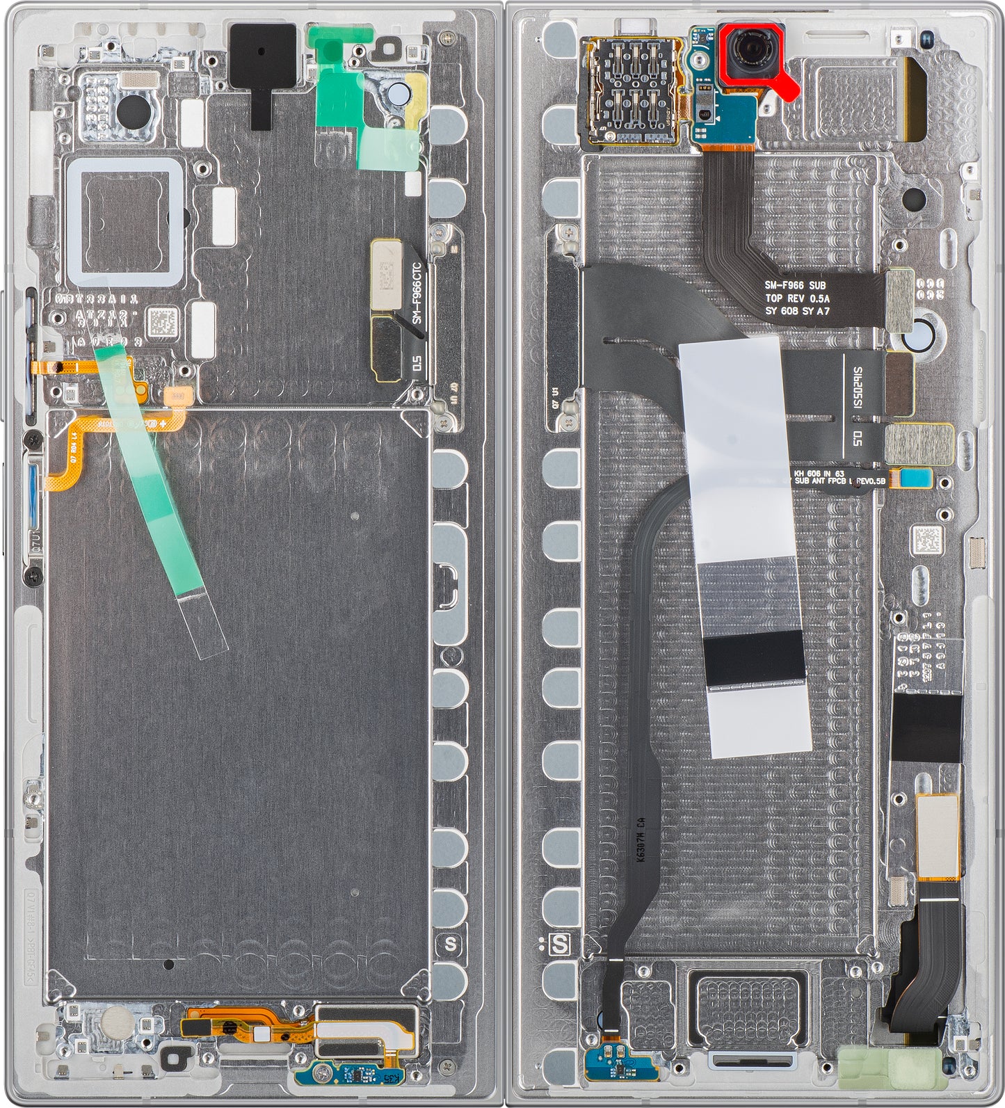 Zaslon s dodirnim zaslonom Samsung Galaxy Z Fold7 F966, s okvirom, Sub Inner, srebrna (Silver Shadow), Service Pack GH82-37548A