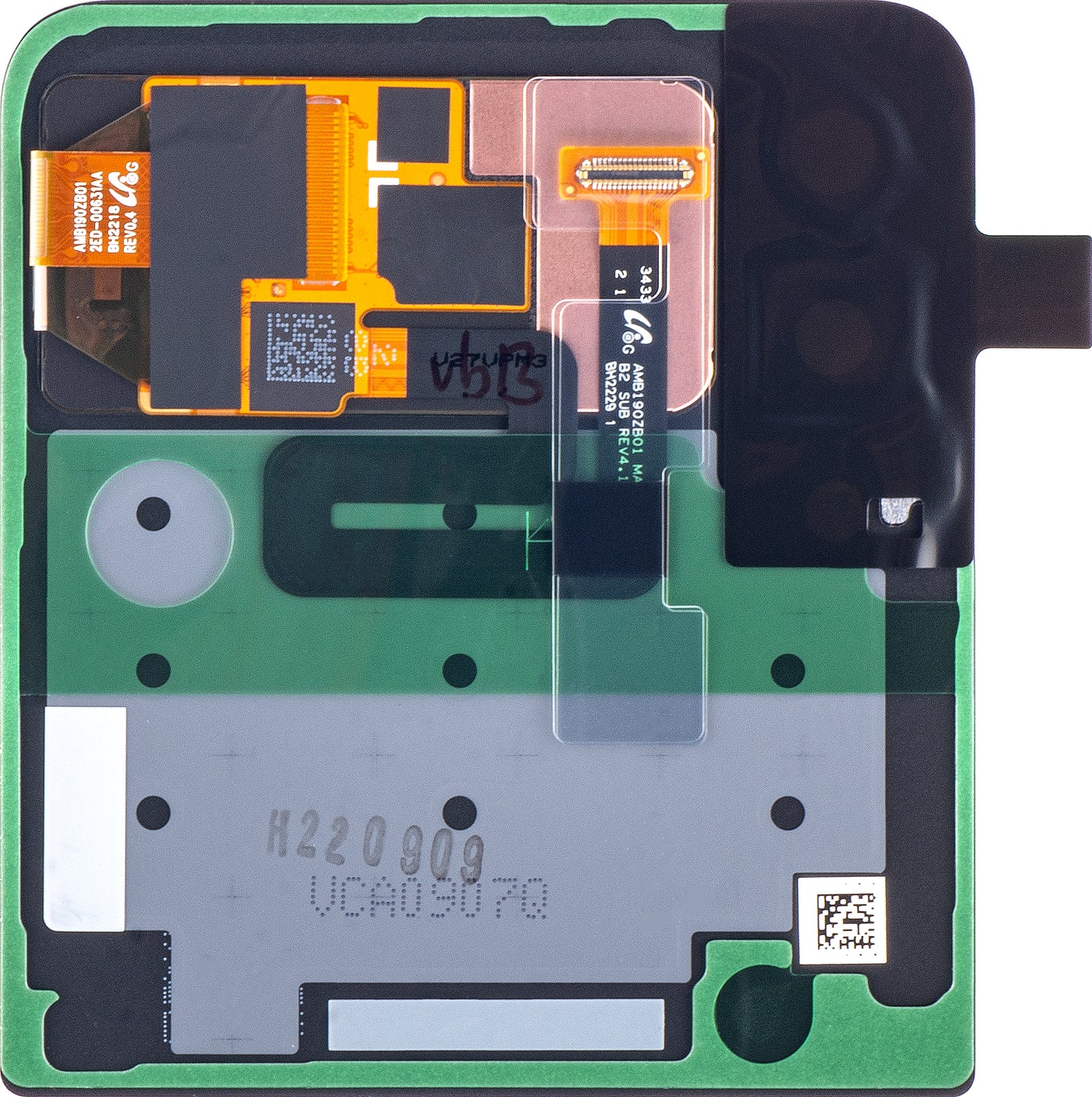 Zaslon s dodirnim ekranom Samsung Galaxy Z Flip3 5G F711, ispod vanjskog, crni (Bespoke), paket za servis GH97-27031A