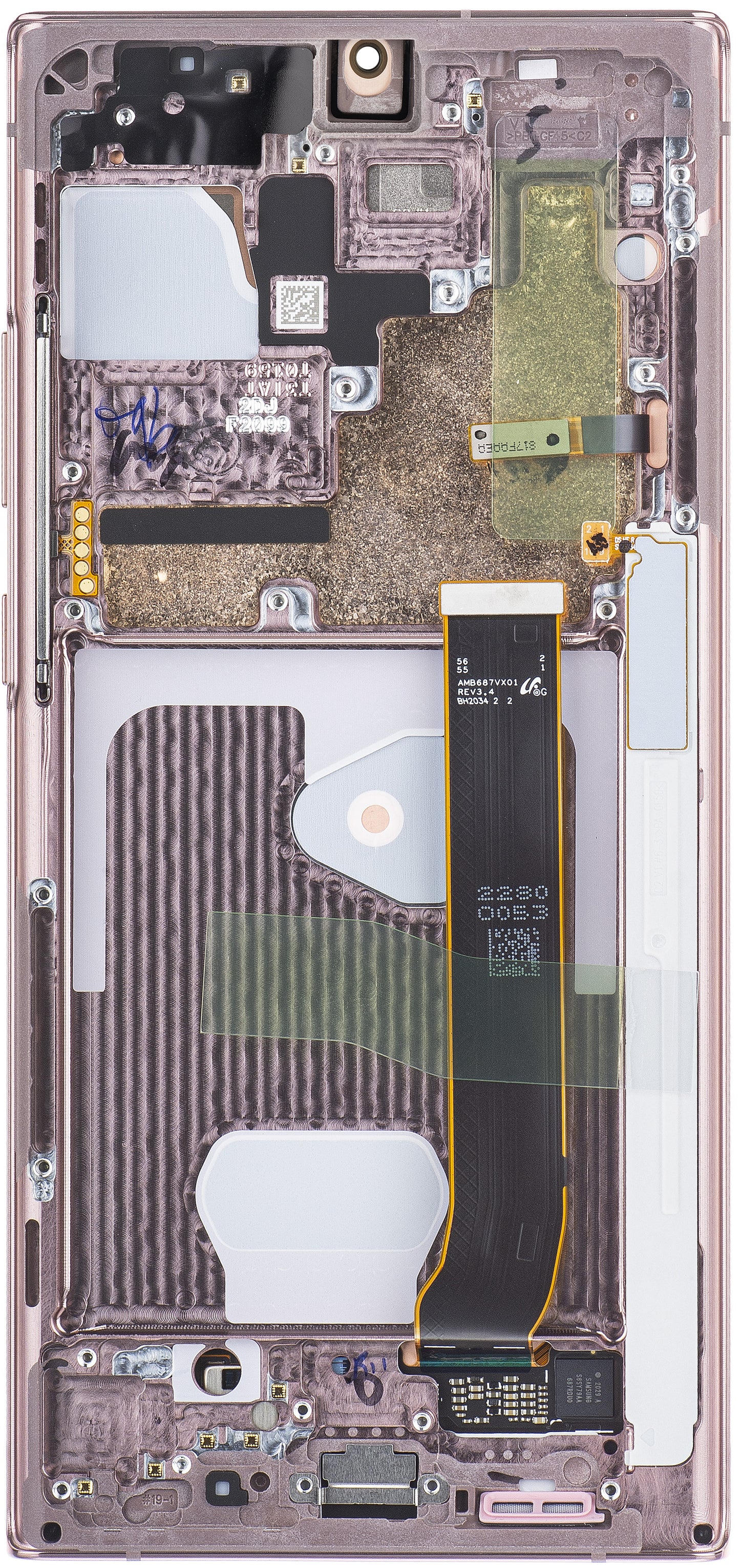 Zaslon s dodirnim ekranom Samsung Galaxy Note 20 Ultra 5G N986 / Note 20 Ultra N985, s okvirom, Brončani (Mystic Bronze), Servisni paket GH82-31453D