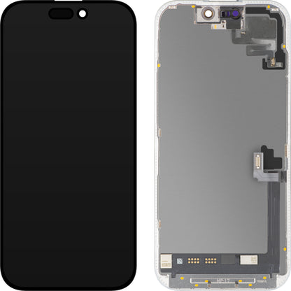 Zaslon s dodirnim zaslonom i senzorom blizine MP kompatibilan s Apple iPhone 17, s okvirom, Soft OLED FHD 120Hz dijagnostička verzija, crna
