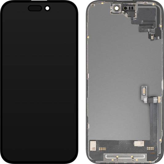 Zaslon s dodirnim zaslonom i senzorom blizine MP kompatibilan s Apple iPhone 16, s okvirom, Soft OLED FHD dijagnostička verzija, crna