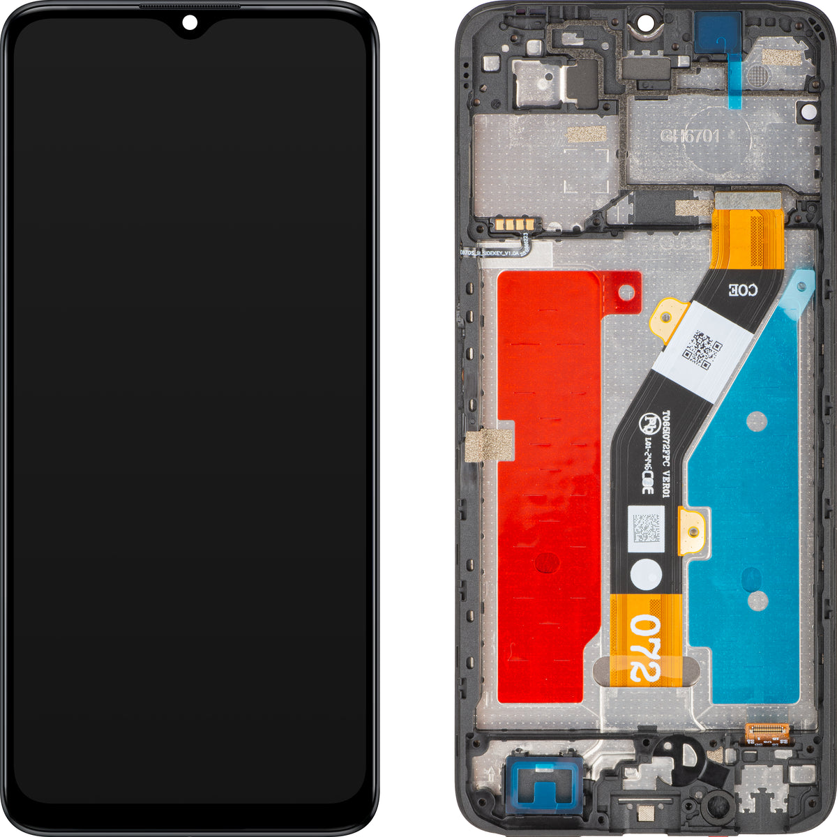 Zaslon osjetljiv na dodir ZTE Blade A34 / Blade A54, s okvirom, crni, Service Pack 80800518534