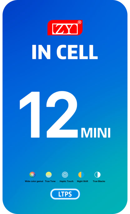 Zaslon s dodirnim ekranom ZY za Apple iPhone 12 mini, s okvirom, LCD In-Cell verzija, crni