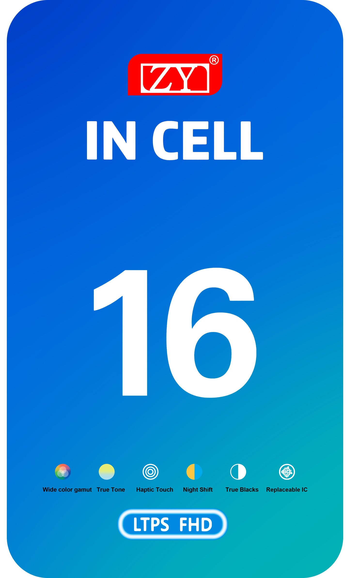 Zaslon s dodirnim zaslonom ZY za Apple iPhone 16, s okvirom, LCD In-Cell verzija, Crna