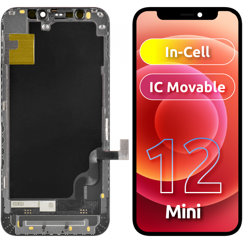 Zaslon s dodirnim ekranom ZY za Apple iPhone 12 mini, s okvirom, LCD In-Cell verzija, crni