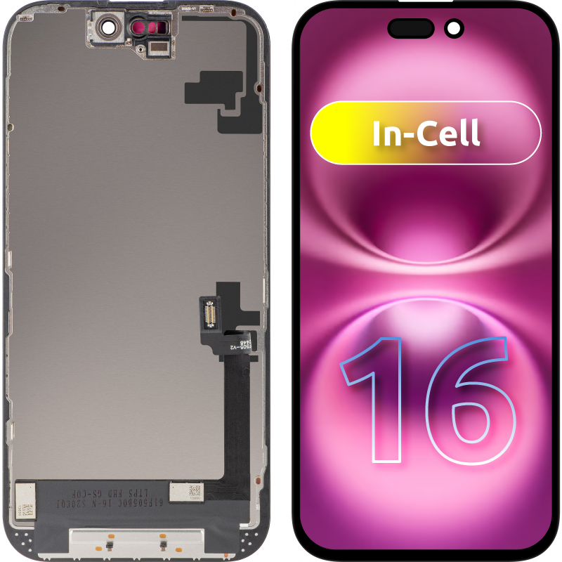 Zaslon s dodirnim zaslonom ZY za Apple iPhone 16, s okvirom, LCD In-Cell verzija, Crna
