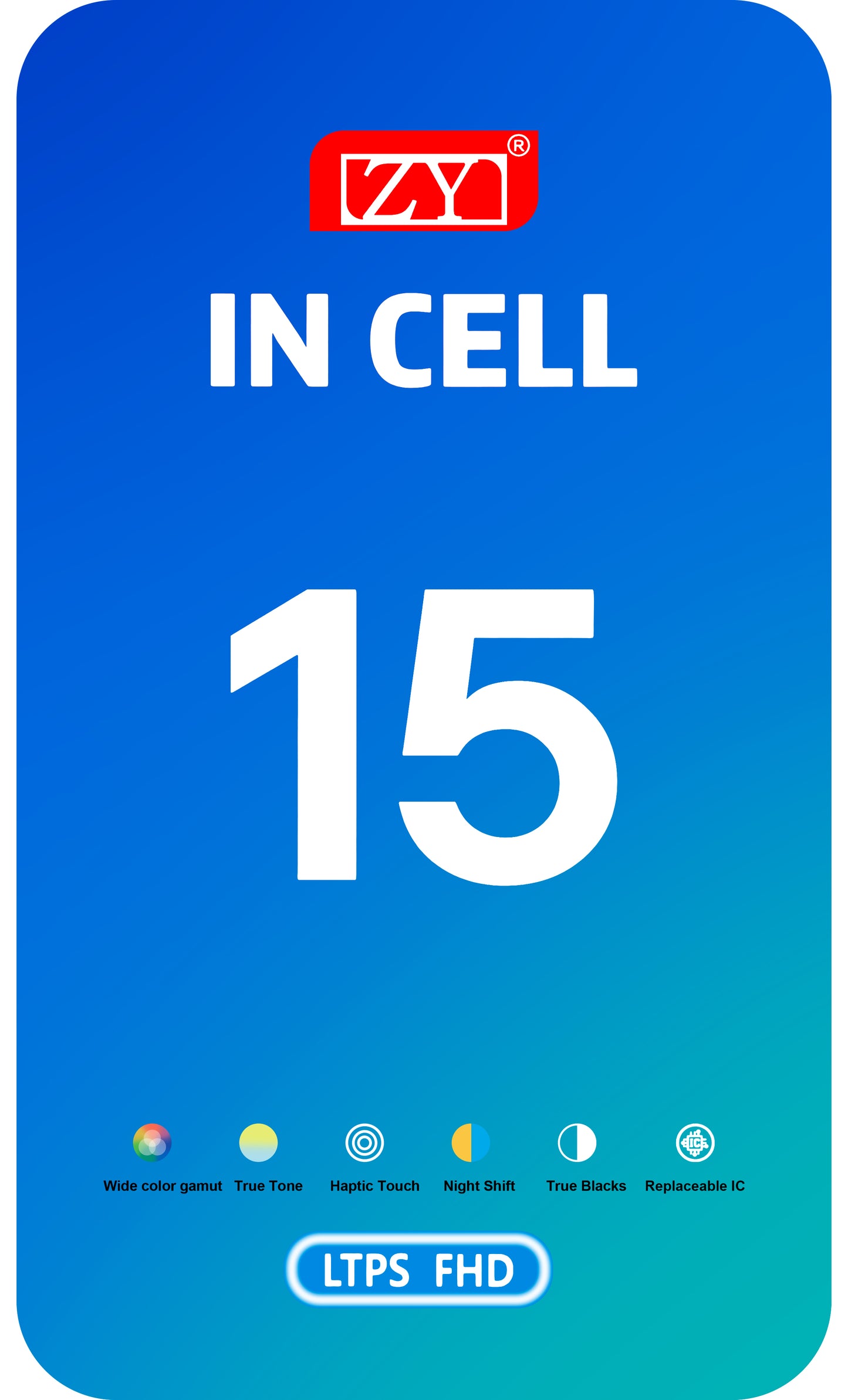 Zaslon s dodirnim ekranom ZY za Apple iPhone 15, s okvirom, LCD In-Cell IC Movable verzija, crni