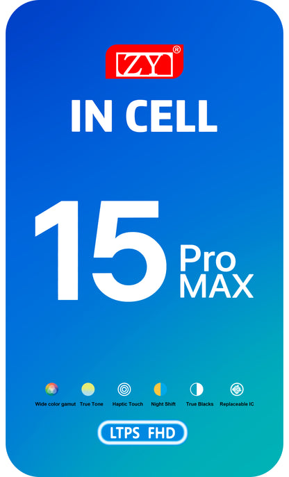 Zaslon s dodirnim ekranom ZY za Apple iPhone 15 Pro Max, s okvirom, LCD In-Cell IC Movable verzija, crni