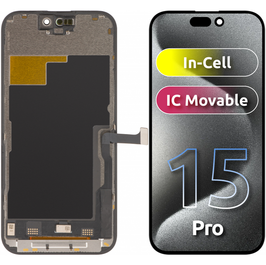 Zaslon s dodirnim ekranom ZY za Apple iPhone 15 Pro, s okvirom, LCD In-Cell IC Movable verzija, crni