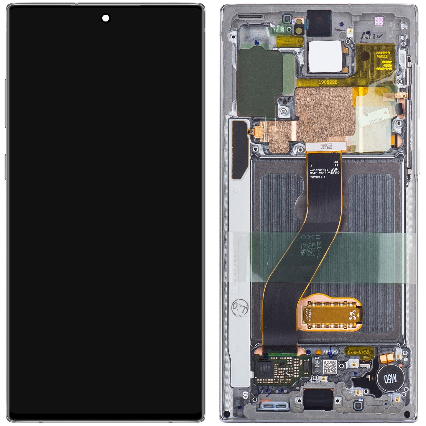 Zaslon s dodirnim ekranom Samsung Galaxy Note10 N970, s okvirom, Srebrni (Aura White), Servisni paket GH82-20818C