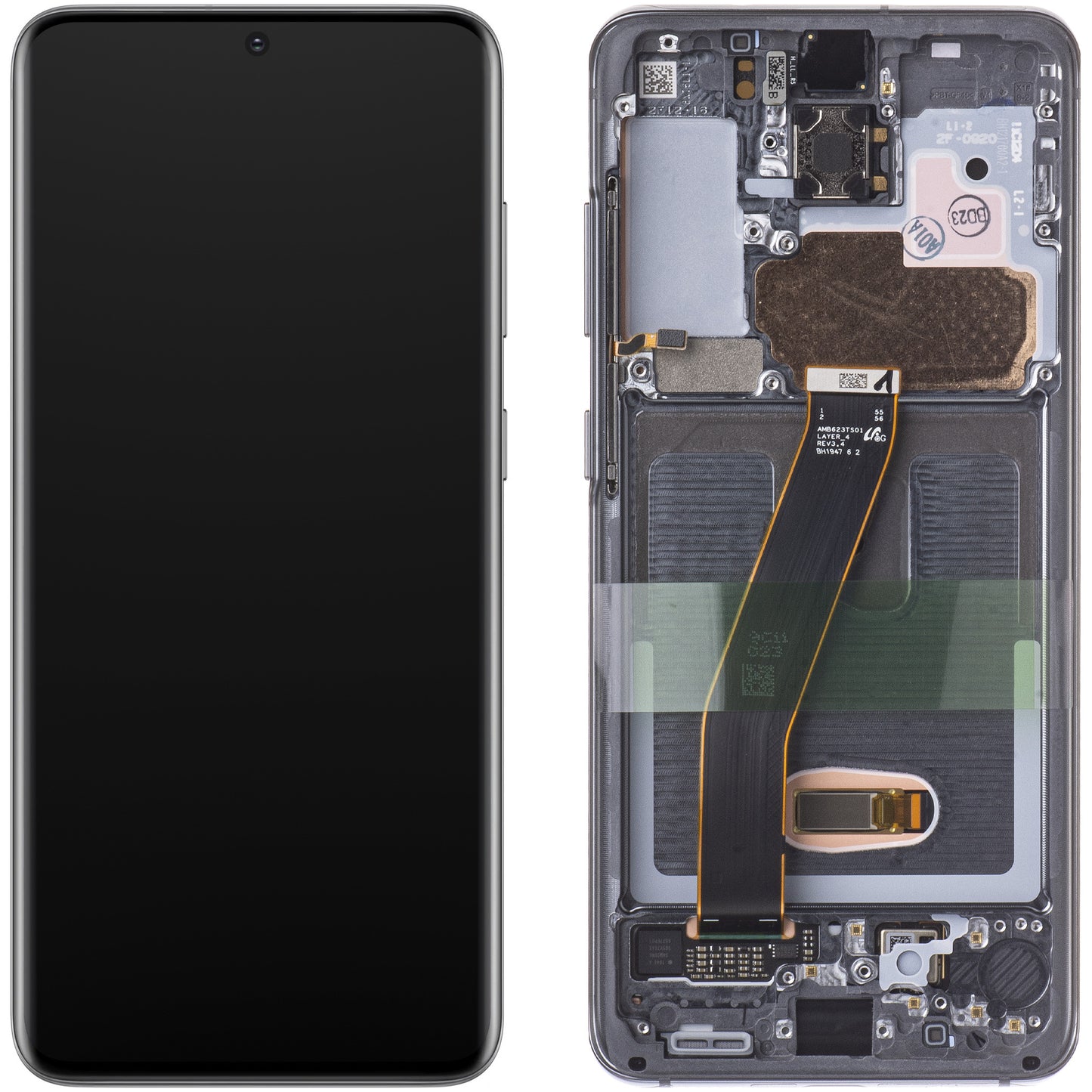 Zaslon s dodirnim ekranom Samsung Galaxy S20 5G G981 / S20 G980, s okvirom, sivi, paket za servis GH82-22131A