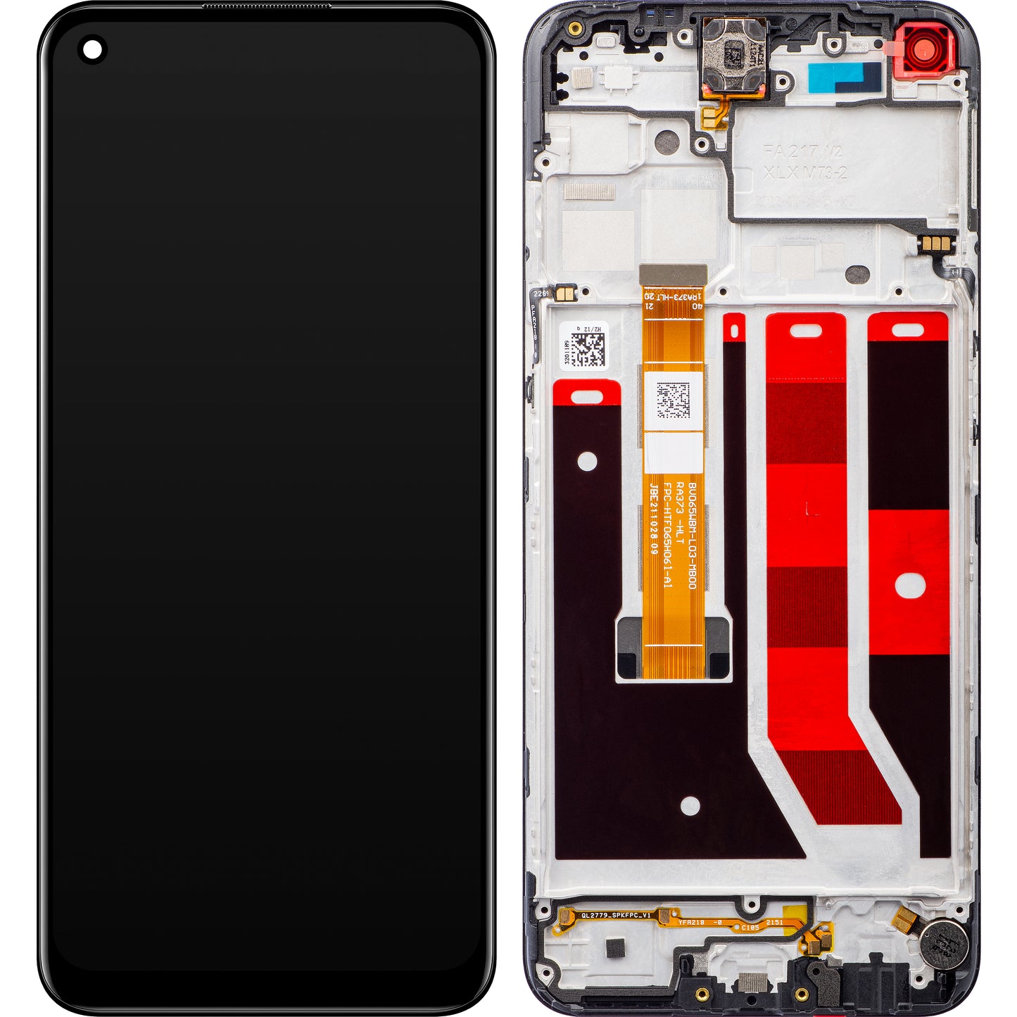 Zaslon s dodirnim ekranom Oppo A11s / A53s / A32 / A33 (2020) / A53 4G, s okvirom, crni, servisni paket 4905105
