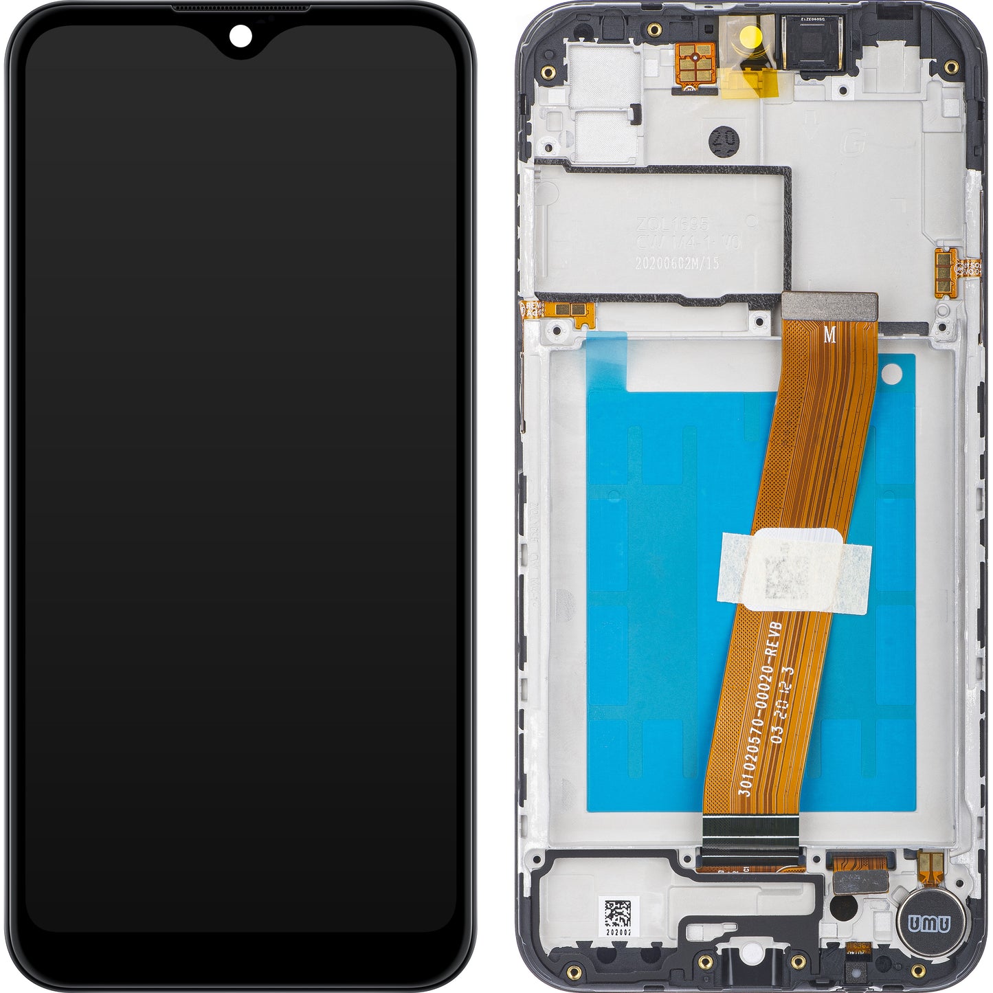Display s dodirnim zaslonom Samsung Galaxy A01 A015, s okvirom, inačica za izvan Europe, crni, servisni paket GH81-18597A