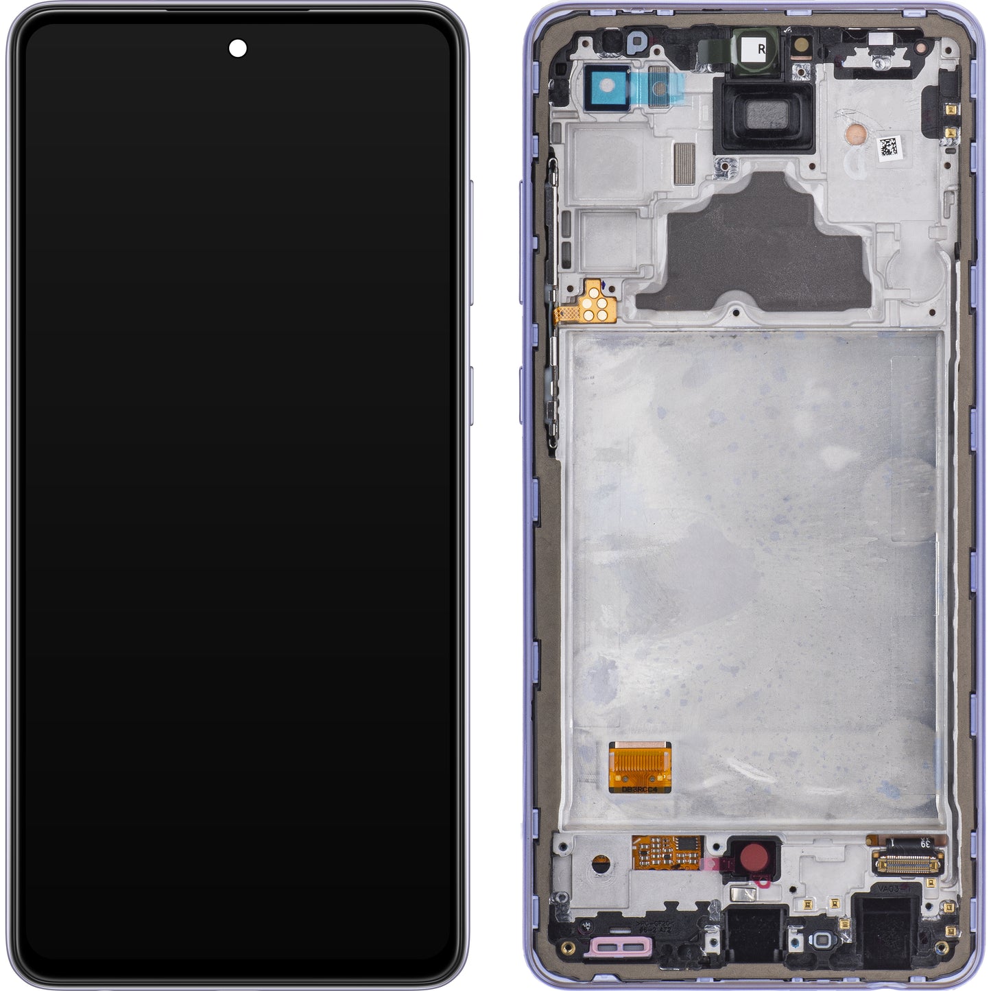 Zaslon s dodirnim ekranom Samsung Galaxy A72 A725 / A72 5G A726, s okvirom, ljubičasti, servisni paket GH82-25460C