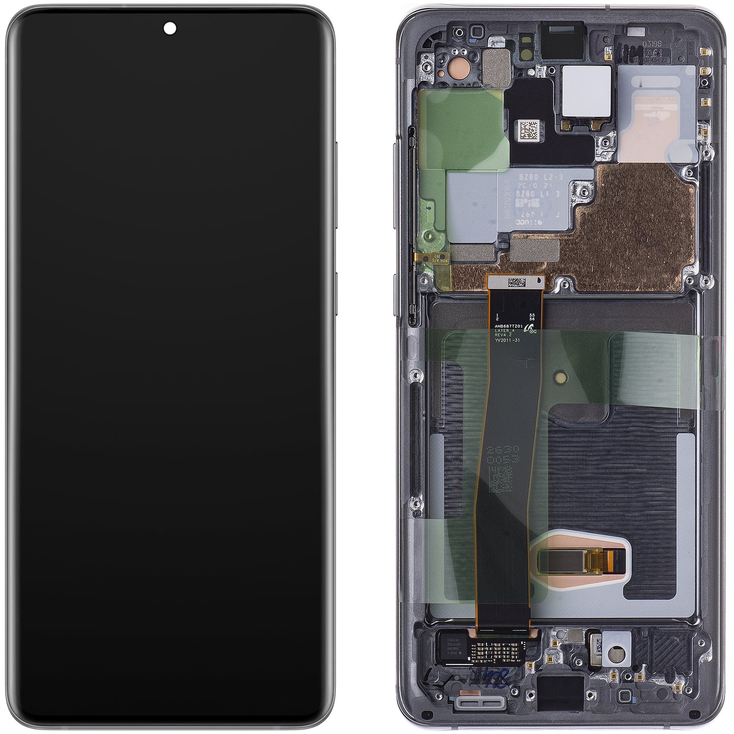 Zaslon s dodirnim ekranom Samsung Galaxy S20 Ultra 5G G988 / S20 Ultra G988, s okvirom, sivi, paket za servis GH82-26032B