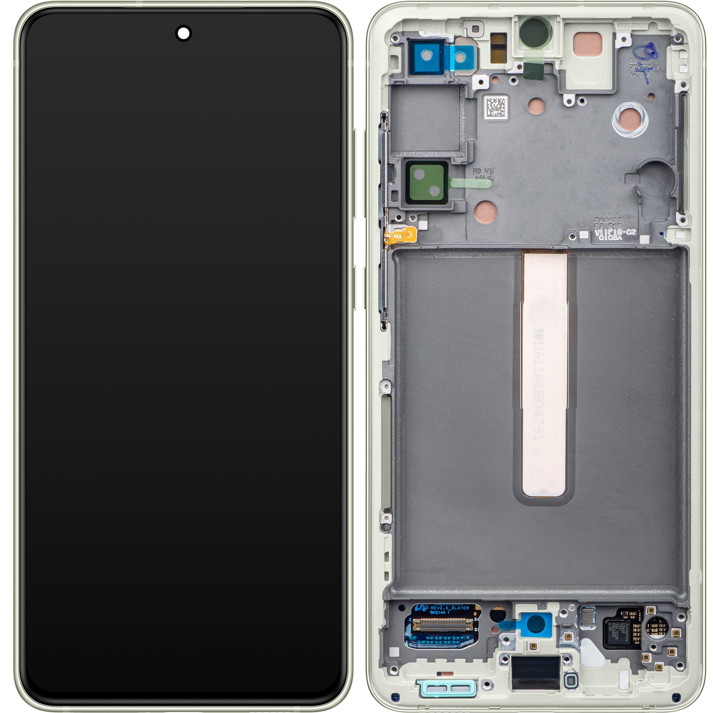 Zaslon s dodirnim ekranom Samsung Galaxy S21 FE 5G G990, s okvirom, zelene boje, paket za servis GH82-26590C