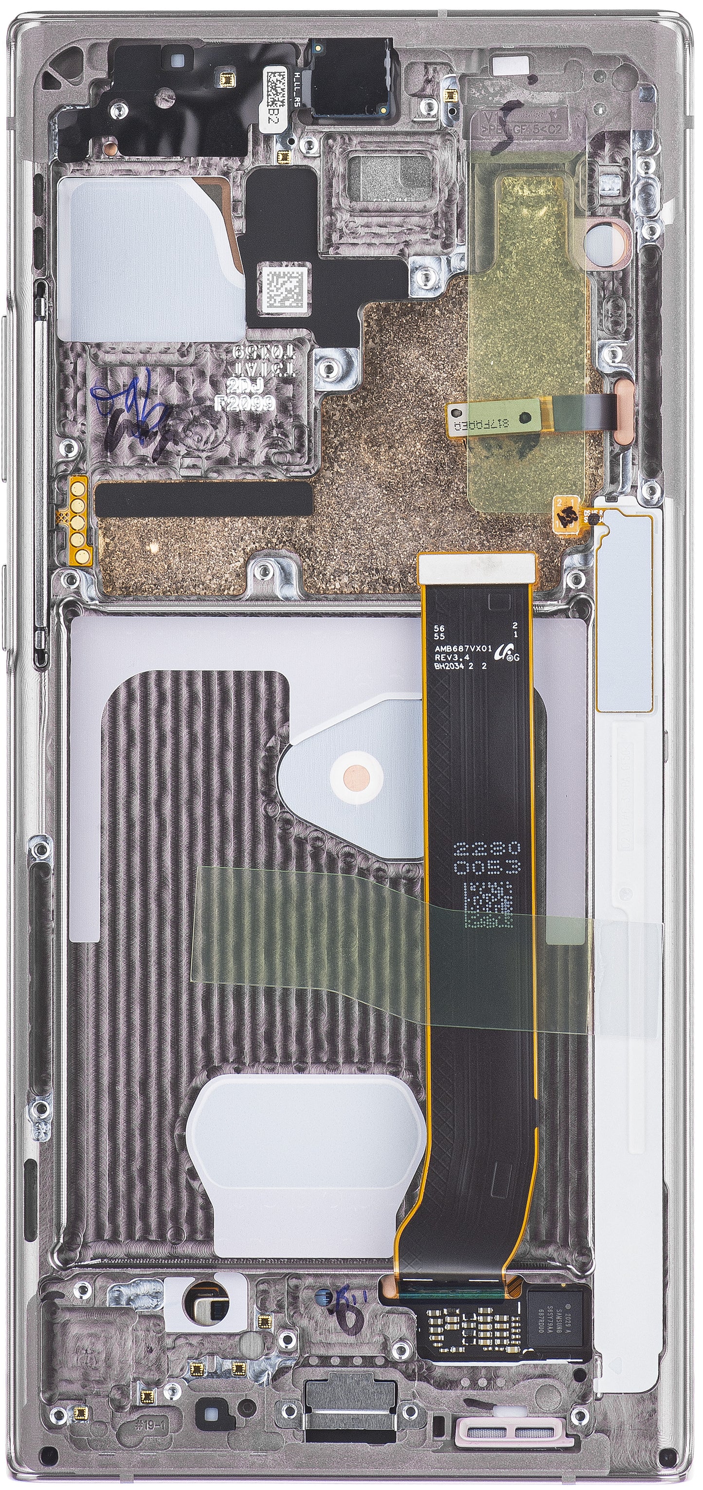Zaslon s dodirnim ekranom Samsung Galaxy Note 20 Ultra 5G N986 / Note 20 Ultra N985, s okvirom, bijeli, Service Pack GH82-23596C