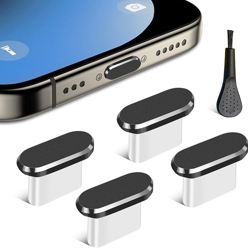 Čep protiv prašine za telefonski port Techsuit AD1, USB-C, set od 4 komada, crni